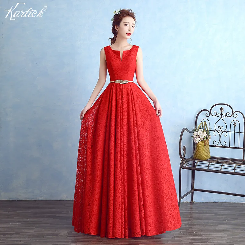 

Long Lace Evening Dresses Brand New Bride Gown Fashion Red Backless Ball Prom Party Dress Homecoming/Graduation Formal Dress