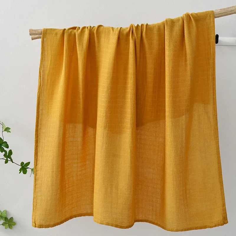 Solid Color 120x110cm Bamboo Cotton Baby Muslin Swaddle 2 Layers Gauze Newborn Swaddle Wrap Kids Outing Strolling Cover