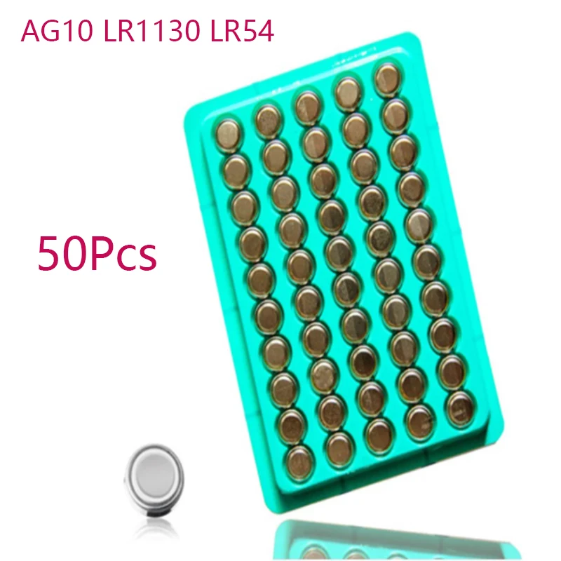 Новинка 50 шт./лот AG10 LR1130 LR54 389 SR113 189 кнопочный аккумулятор с монетницей