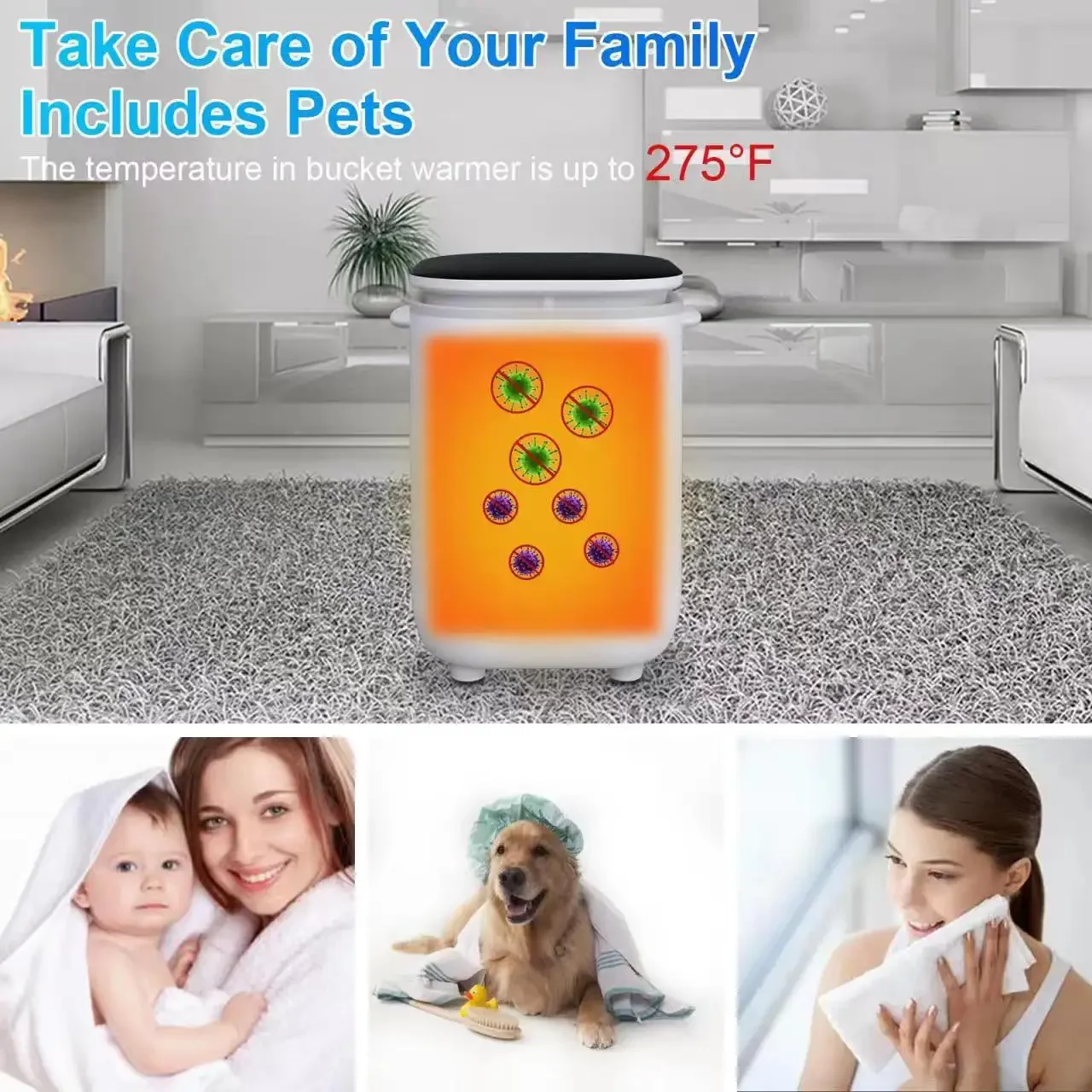 Description Picture 5 of item222 Amazon's New Listing Portable Fast Heating Tower Warmer Bucket Electric Towel Dryer