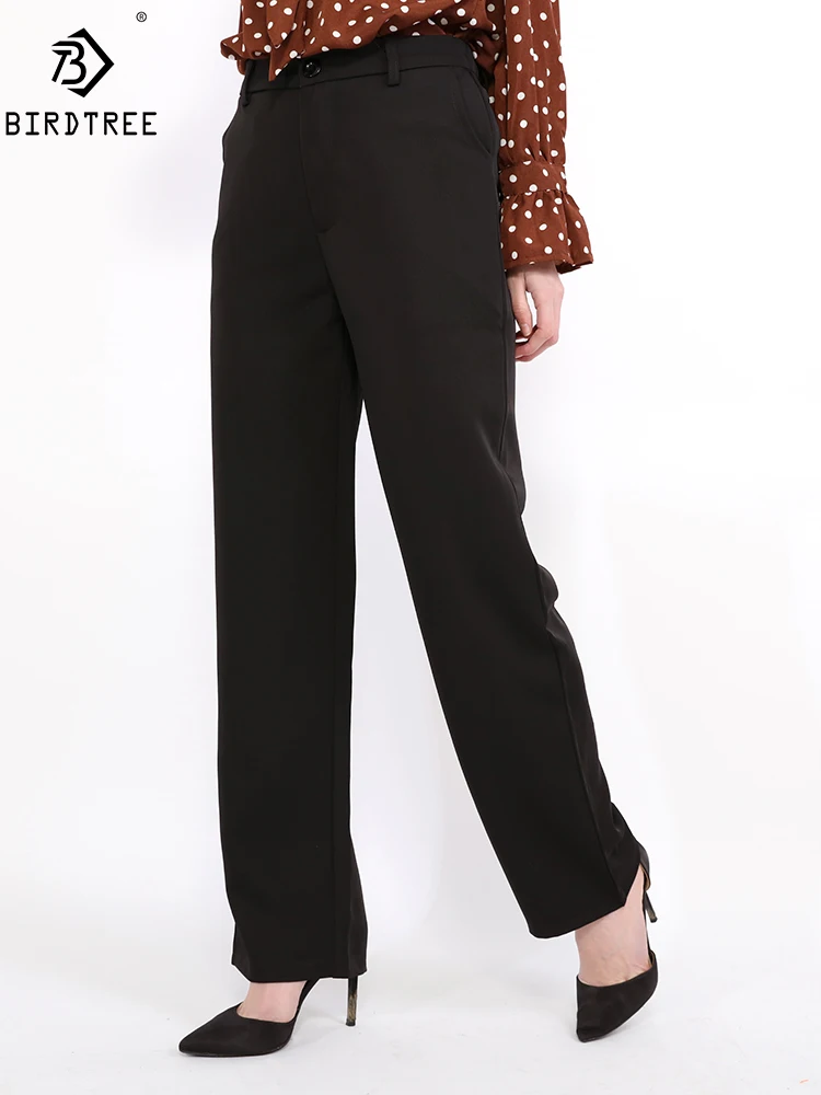 Spring New Office Lady Elegant Casual Fashion High Waist Wide Leg Black  Pants Full Length Pant Woman Hot Sales B83813F