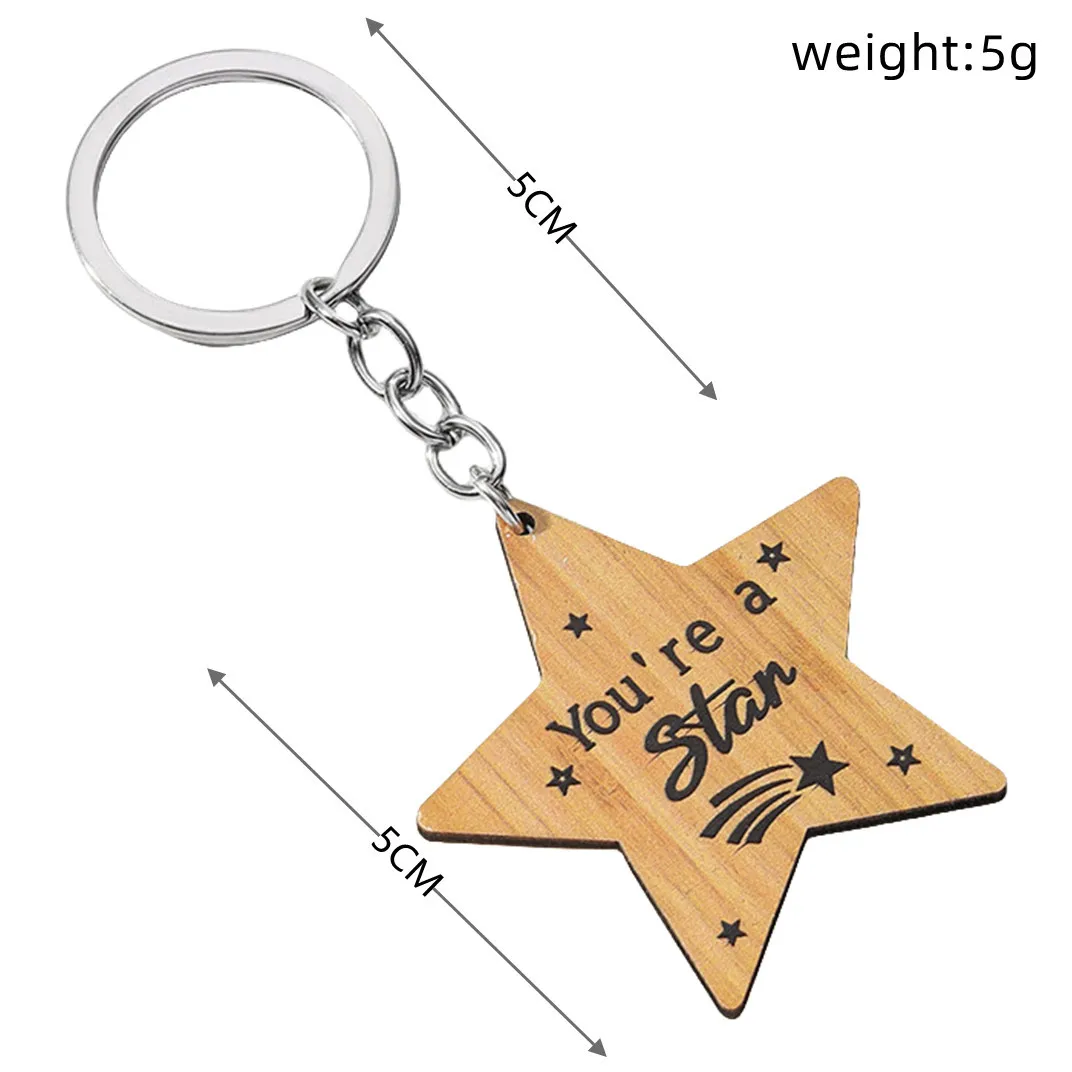 1Pcs Star Keychains Inspirational Wooden Keychain Motivational You're a Star Keychains Bulk Thank You Gift for Students Teacher 5