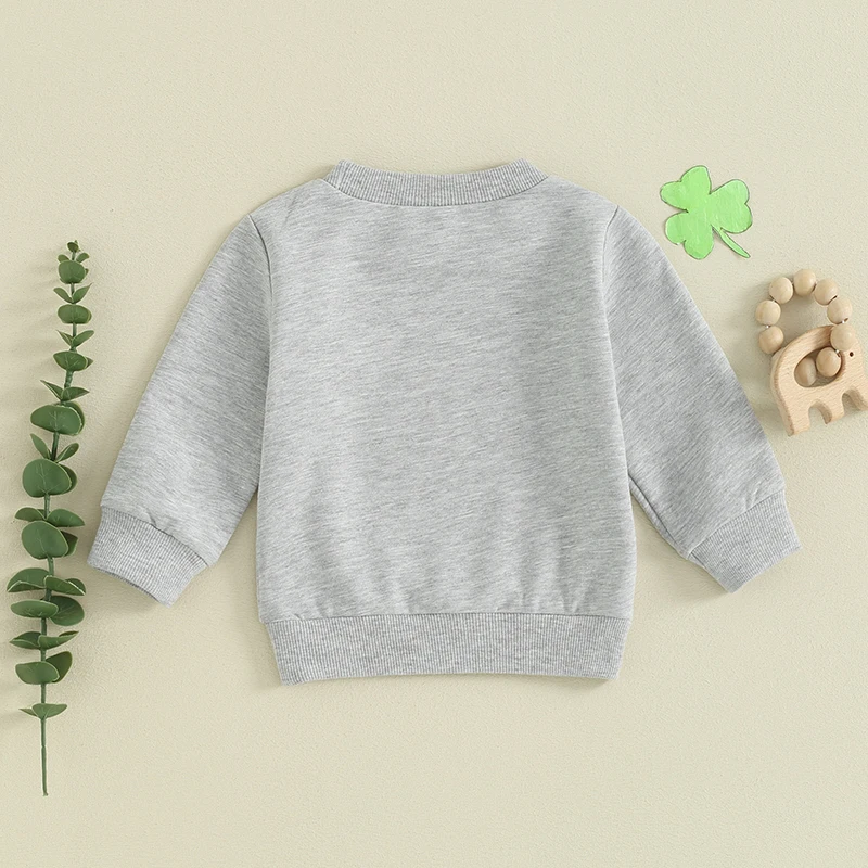 FOCUSNORM 0-3Y Infant Baby Boys Girls Sweatshirt T Shirts Long Sleeve Round Neck Letter Clover Print Pullover Tops