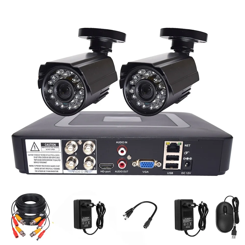 

Top Video surveillance system CCTV Security camera Video recorder 4CH DVR AHD outdoor Kit Camera 720P 1080P HD night vision 2mp