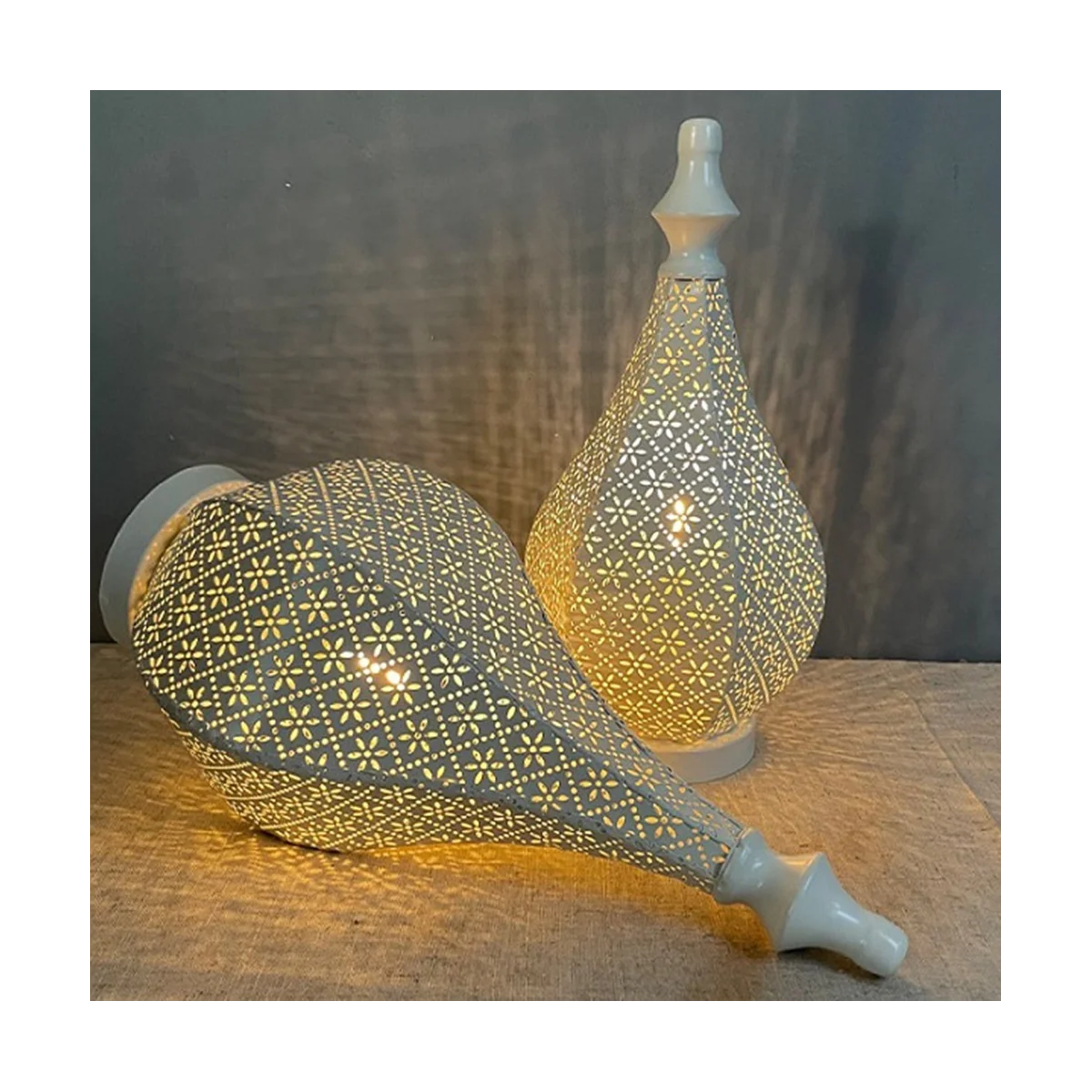 Moroccan Style Metal Table Lamp Battery Powered Cordless Lamp with Fairy Lights Bulb for Christmas Room A 3