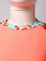 Kids Girls Print Swim Top Mock Neck Long Sleeve Swimsuit UPF50+ Rash Guard T-shirt Top Pool Beach Bathing Suit Children Swimwear 5