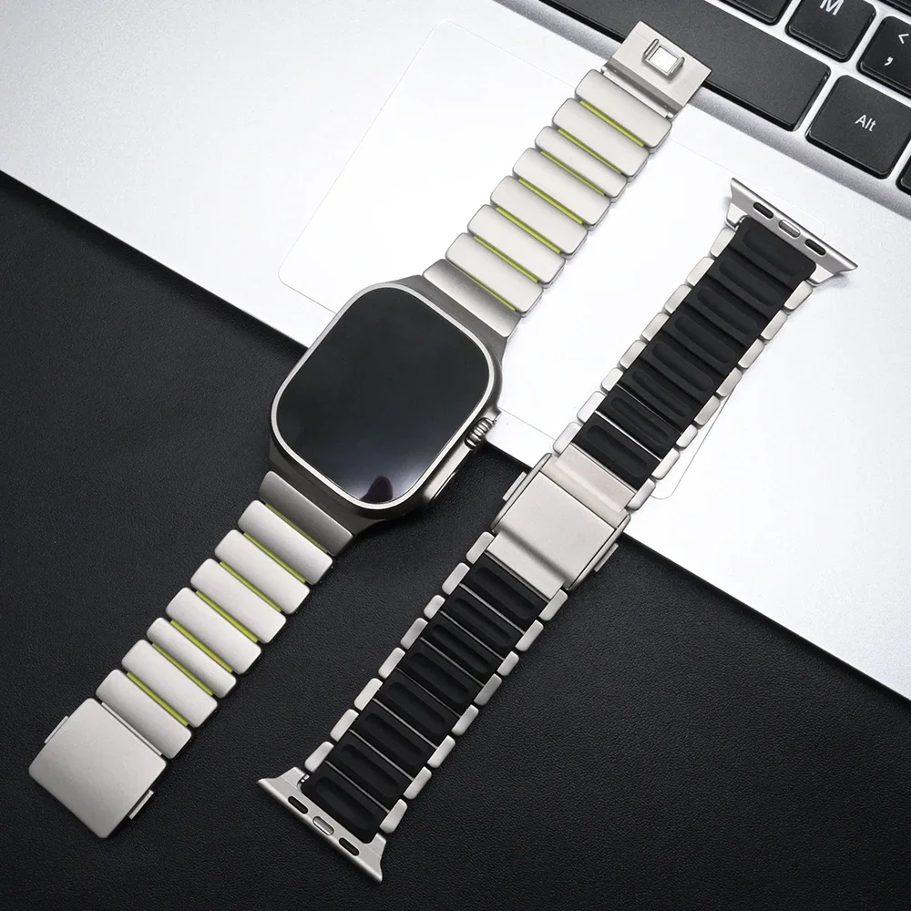 Men's Magnetic Sport Metal & Silicone Watch Strap
