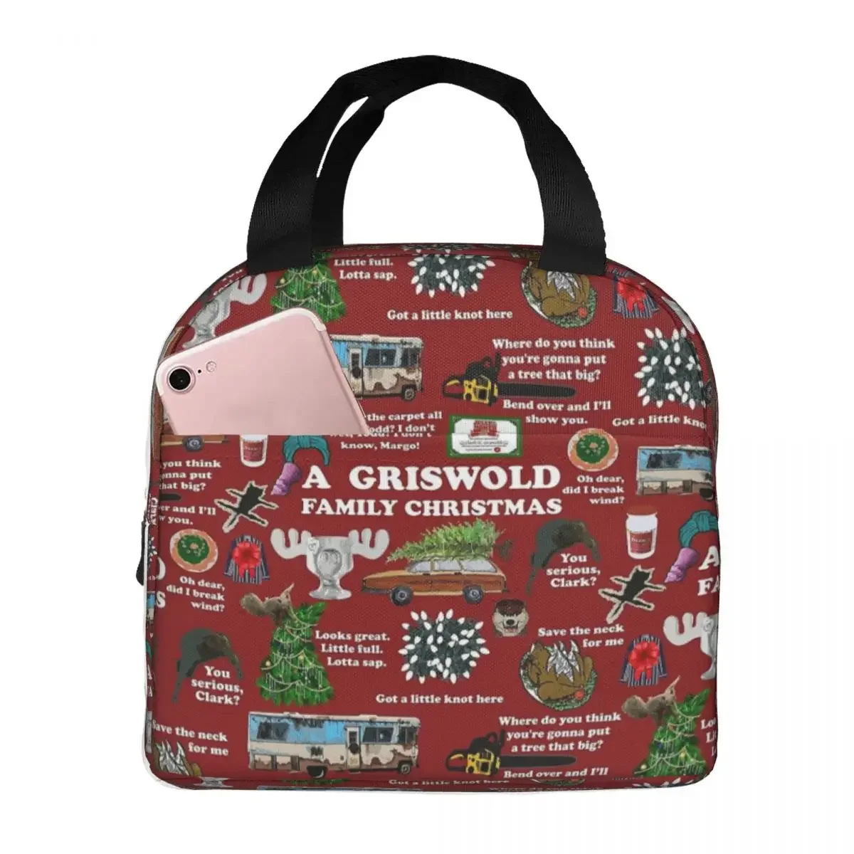 

Christmas Vacation Collage Insulated Lunch Bags Resuable Picnic Bags Thermal Cooler Lunch Box Lunch Tote for Woman Work Children