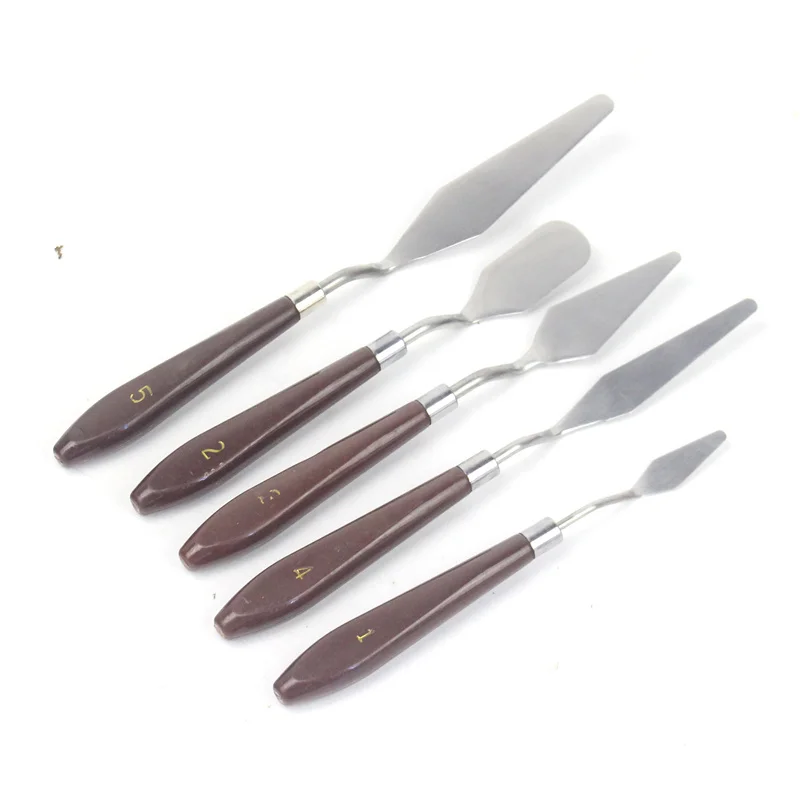 Oil Painting Knife Stainless Steel Color Matching Scraper Gouache Paint Scraper Palette Knife Watercolors 5Pcs/Set painting scraper