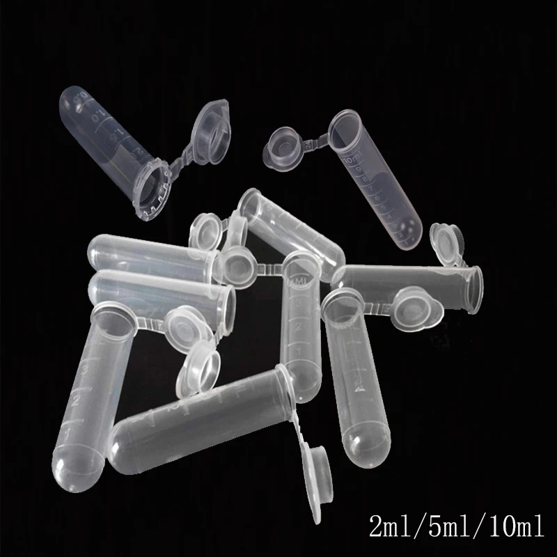 

25/50Pcs 2/510ml Centrifuge Test Tube Clear Plastic Tube Empty Sample Storage Container Round Bottom EP tube With Scale