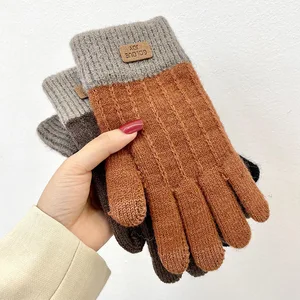 Touch Screen Skiing Gloves Women's Cashmere Knitted Winter Gloves Cashmere Knitted Women Warm Thick Gloves Cycling Gloves