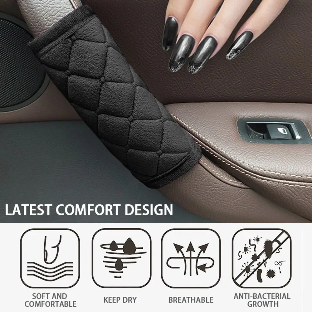 1Pair Car Door Inner Handle Protective Cover Soft Plush Armrest Handle Protector Internal Auto Door Handrail Covers