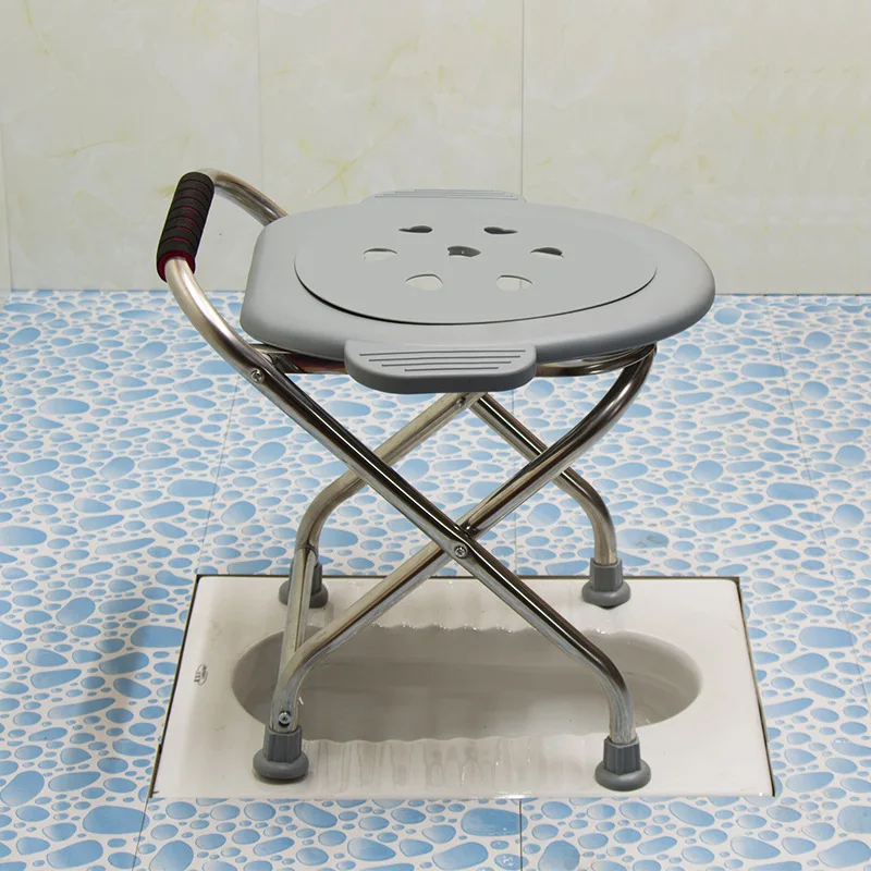 Folding Commode Portable Toilet Seat Stainless Steel Thickening Potty Chair Comfy Commode Chair Perfect for Camping Hiking Trips