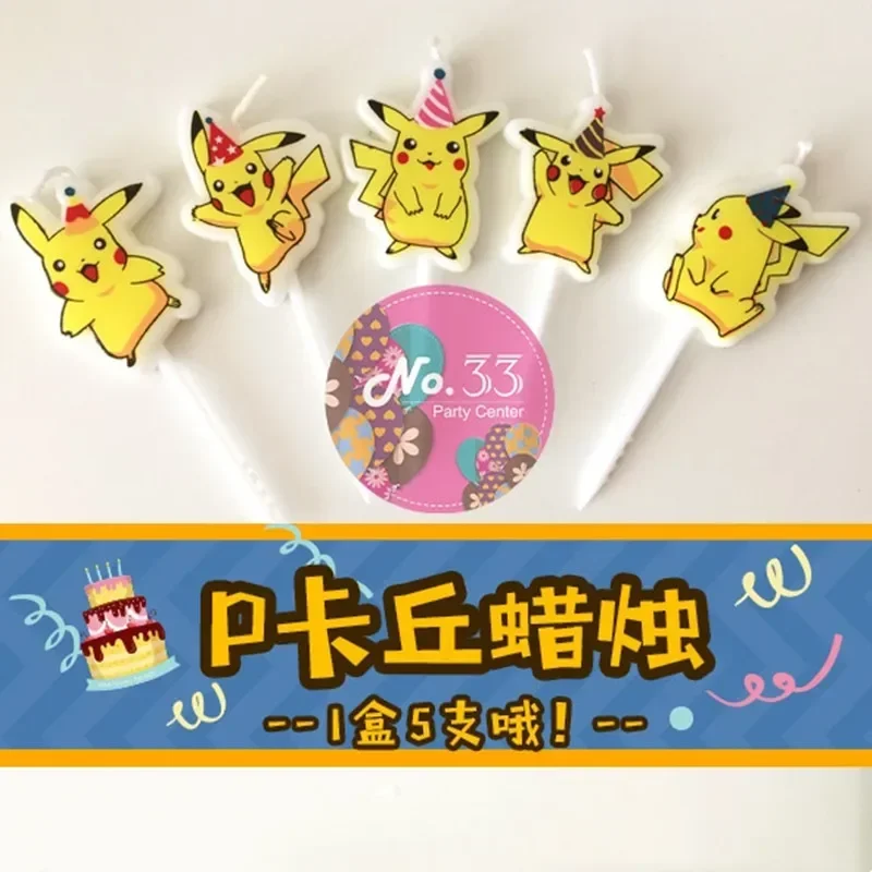 5 Stuks Pokemon Kaars Anime Figuur Pikachu Kinderen Verjaardagstaart Decoratie Levert Schattige Cartoon Feestaccessoires Benodigdheden