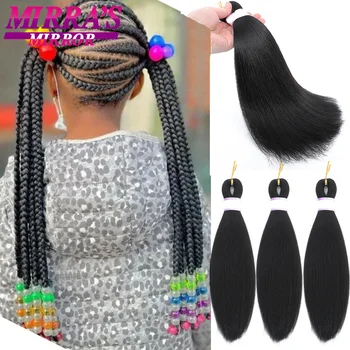 Short Braiding Hair Extensions Pre Stretched Jumbo Braids YAKI Straight Synthetic Hair For Girls 12/16/20/26/30/36/42/48 Inch 1