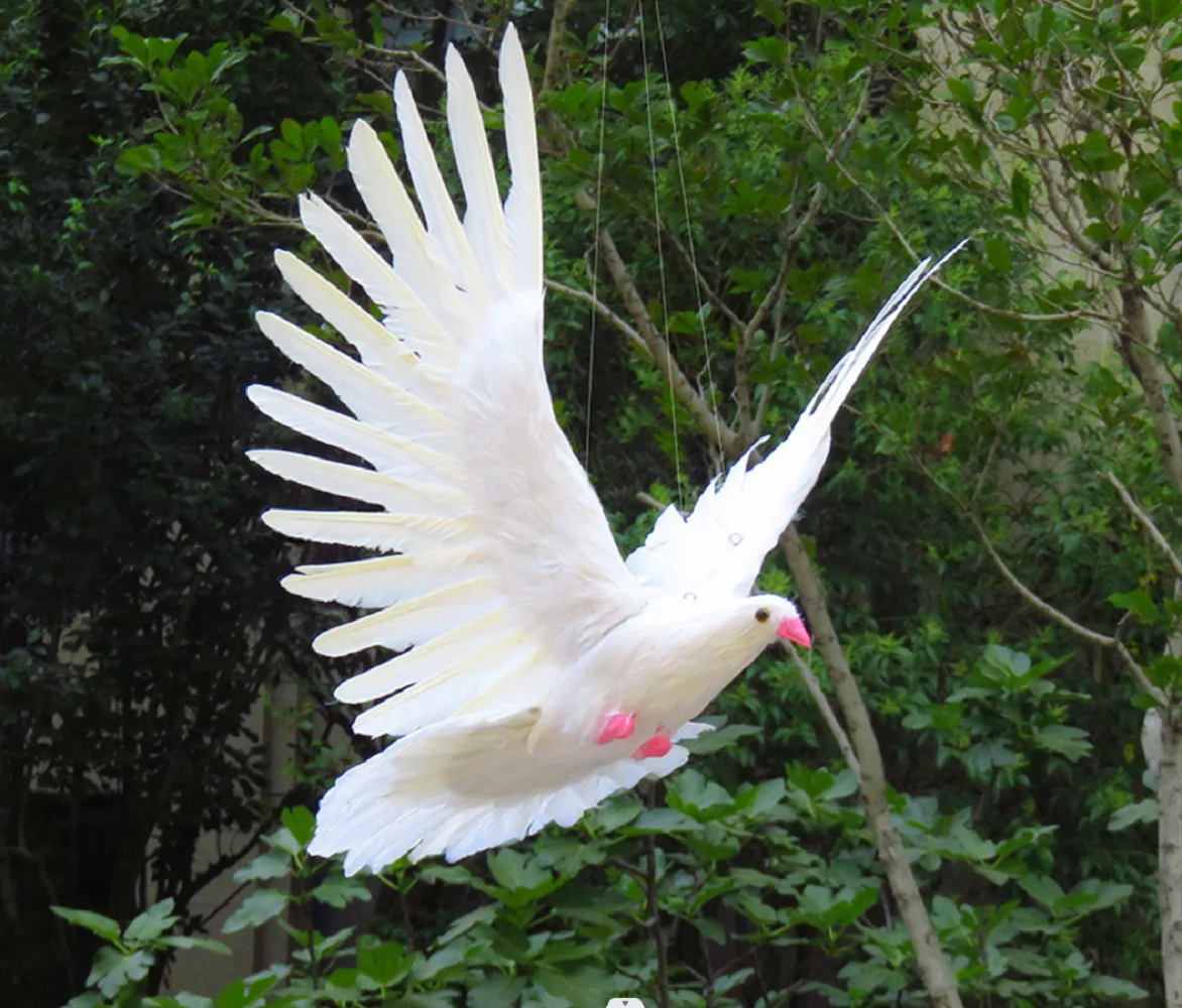 white cute wings simulation dove model foam&feather bird doll gift about 30x48cm