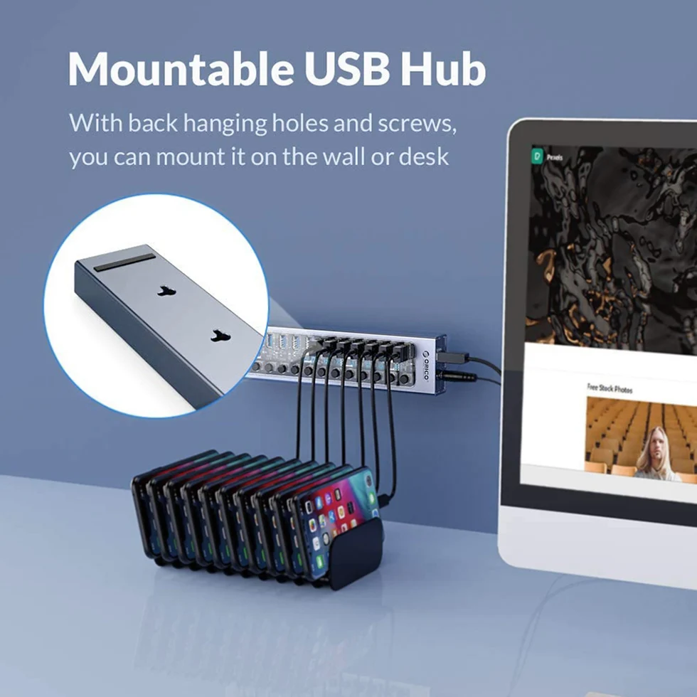 Orico-powered Usb Hub Splitter Socket com Multi Usb 3.0 Port Slot Plug On-off Switch Dock Power Strip Adapter para pc Laptop - Imagem 5