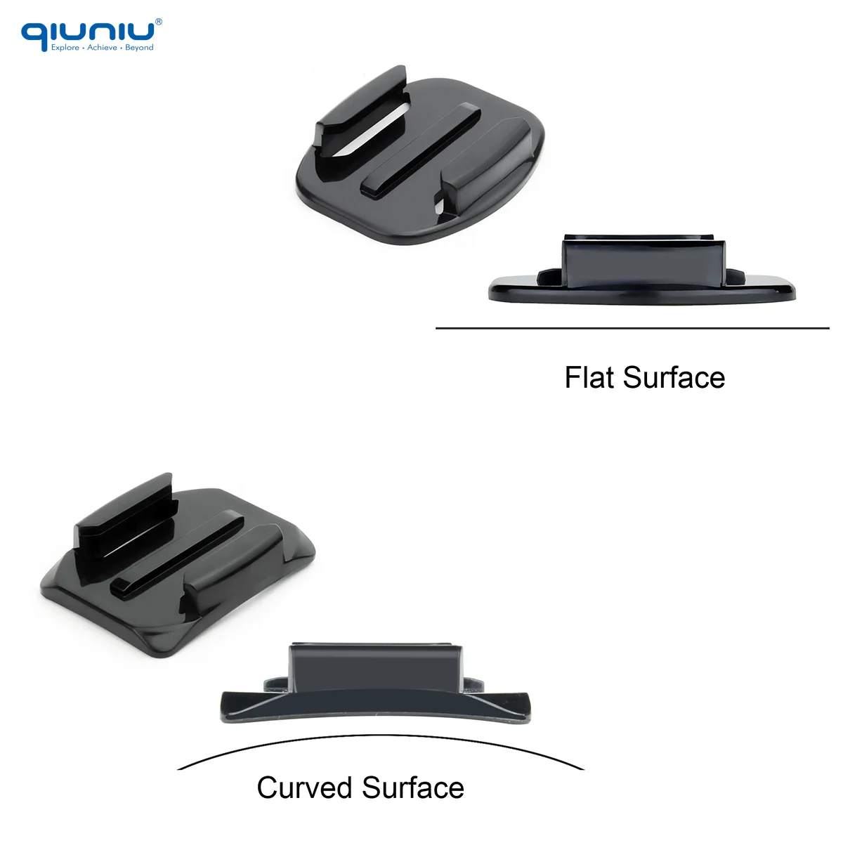 QIUNIU Adhesive Helmet Mount Flat Curved for GoPro Hero AKASO Insta360 Go Pro SJCAM DJI Action Cameras Sticky Pads Accessories 2