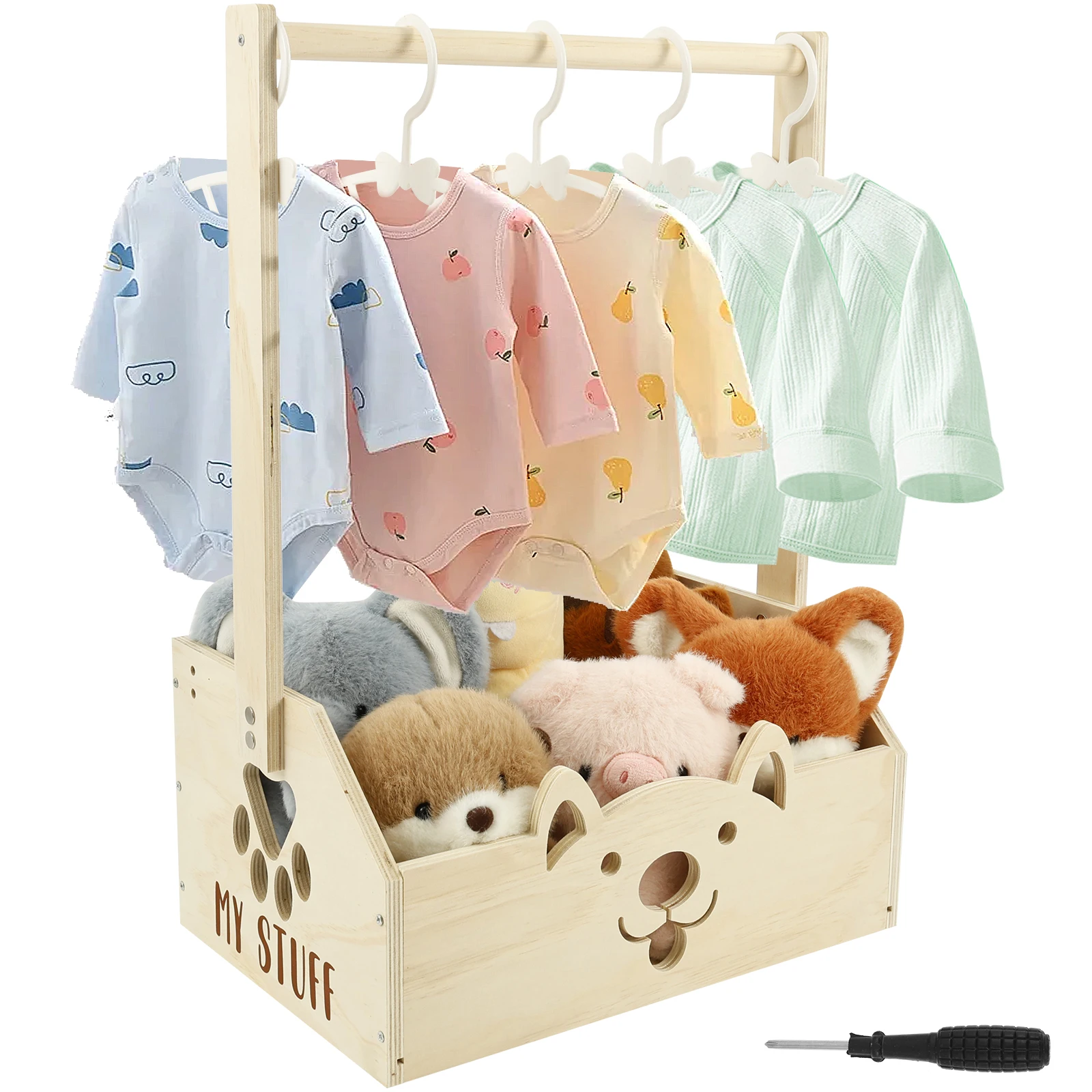 Wooden Storage Crate Baby Clothing Organizer Box