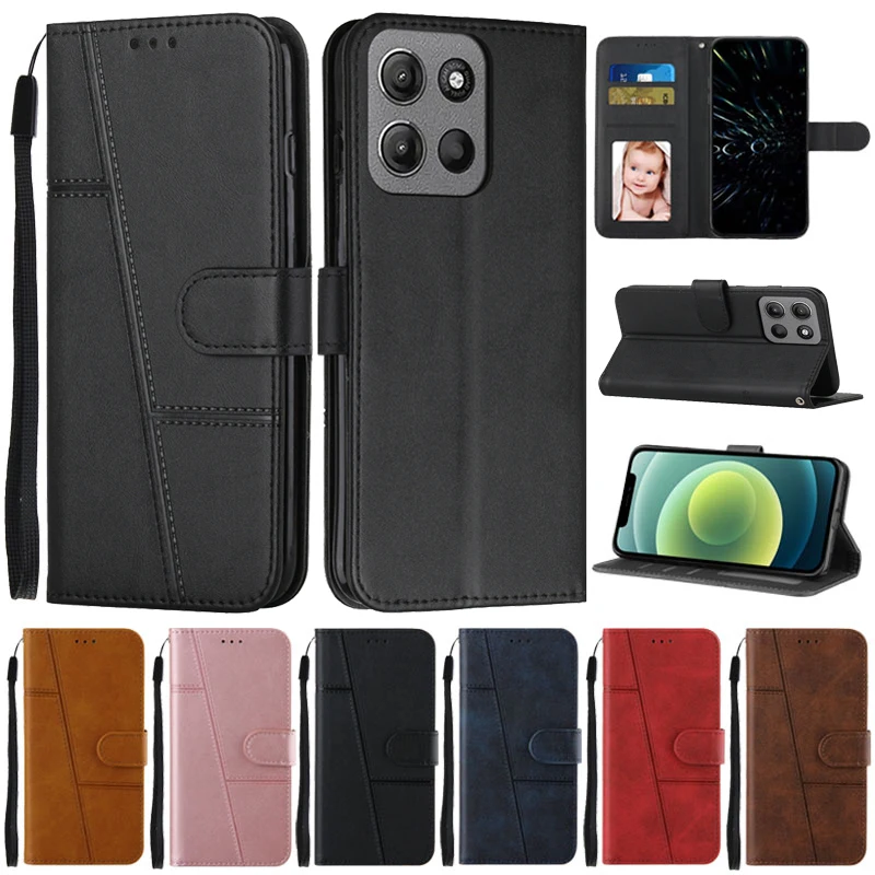 Custodia A Portafoglio In Pelle Per Motorola Moto G15 E G15 Power - Cover Antiurto Con Flip, Chiusura Magnetica E Fessure Per Carte - Colore Barca