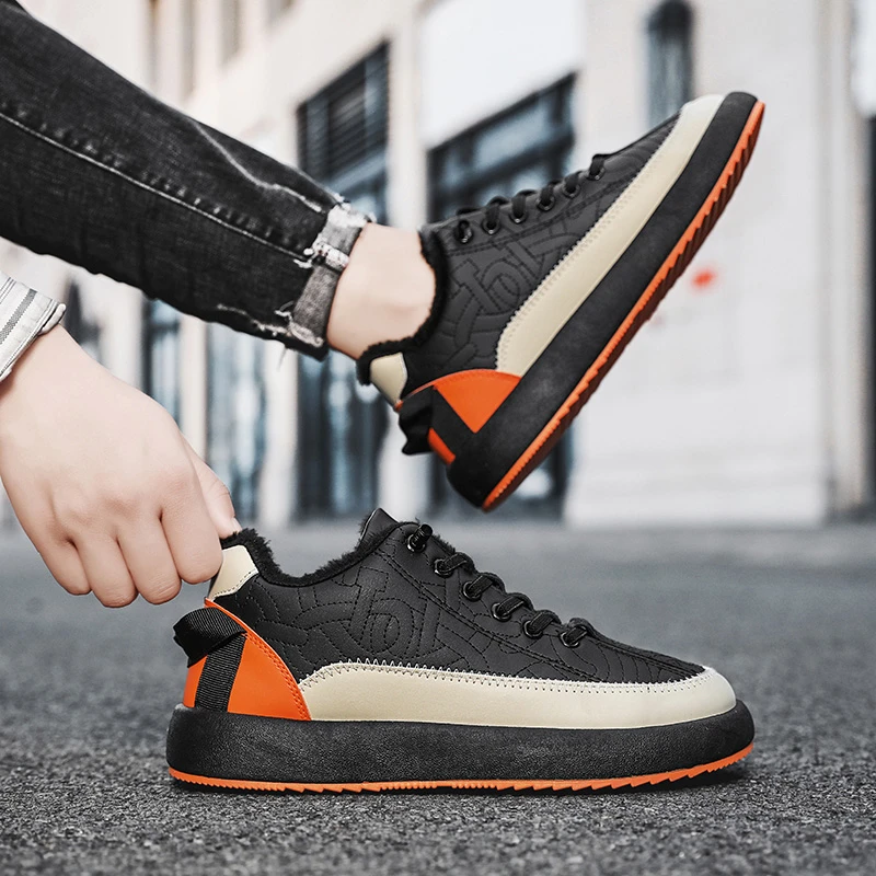 Designer Shoes Men 2023 Winter Plush Warm Men's Vulcanized Shoes Fashion Mixed Colors Chunky Sneakers for Men Zapatos De Hombre