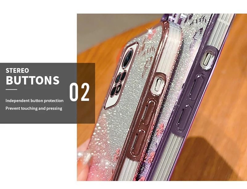 Glitter Butterfly Flower Phone Case For Xiaomi Redmi Gradient_voghion.com