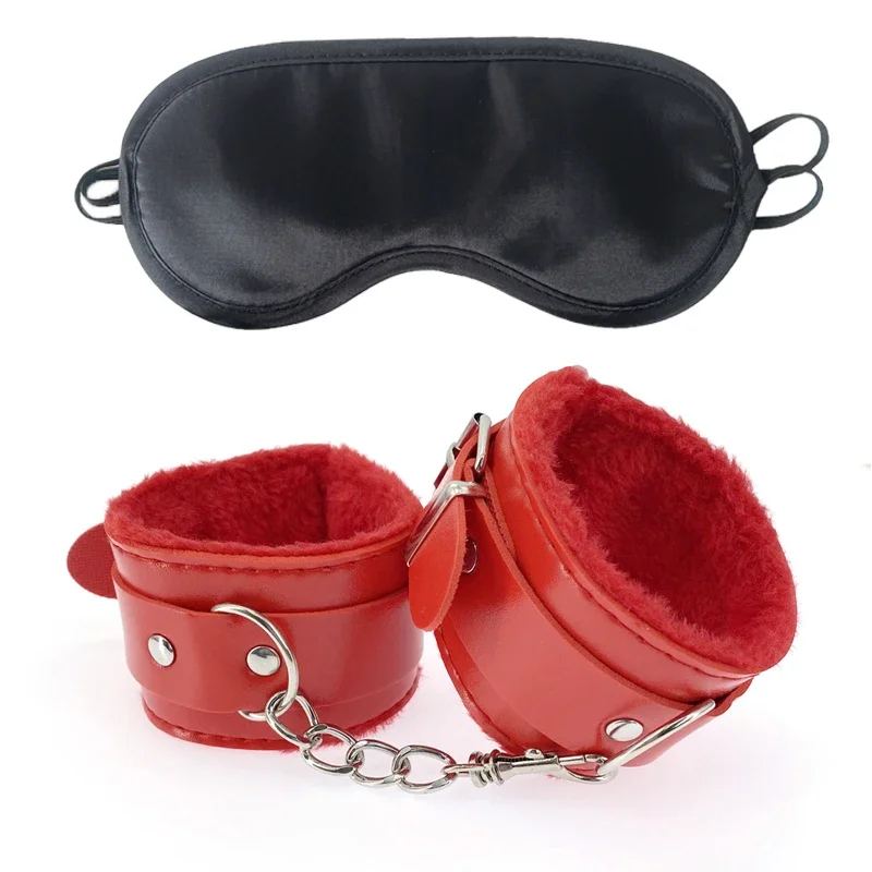 PU Leather Sex Handcuffs with Eye Mask Sex Toys for Couples Adult Games Slave Bondage Restraints Erotic Accessories 2pcs