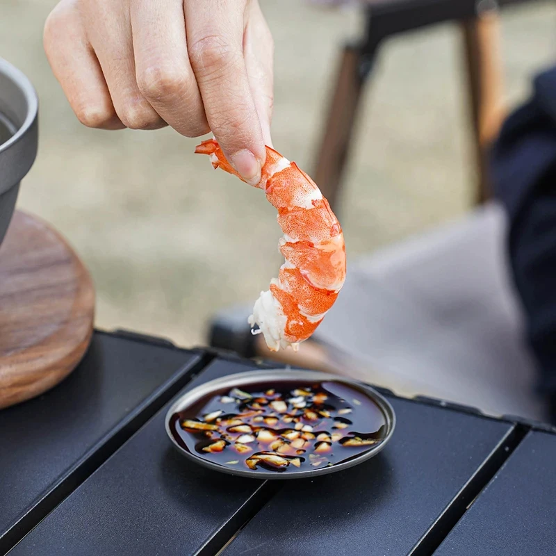 순수 티타늄 조미료 접시 원형 소스 접시 내산성 미니 디핑 볼 간장 야외 캠핑 바베큐용