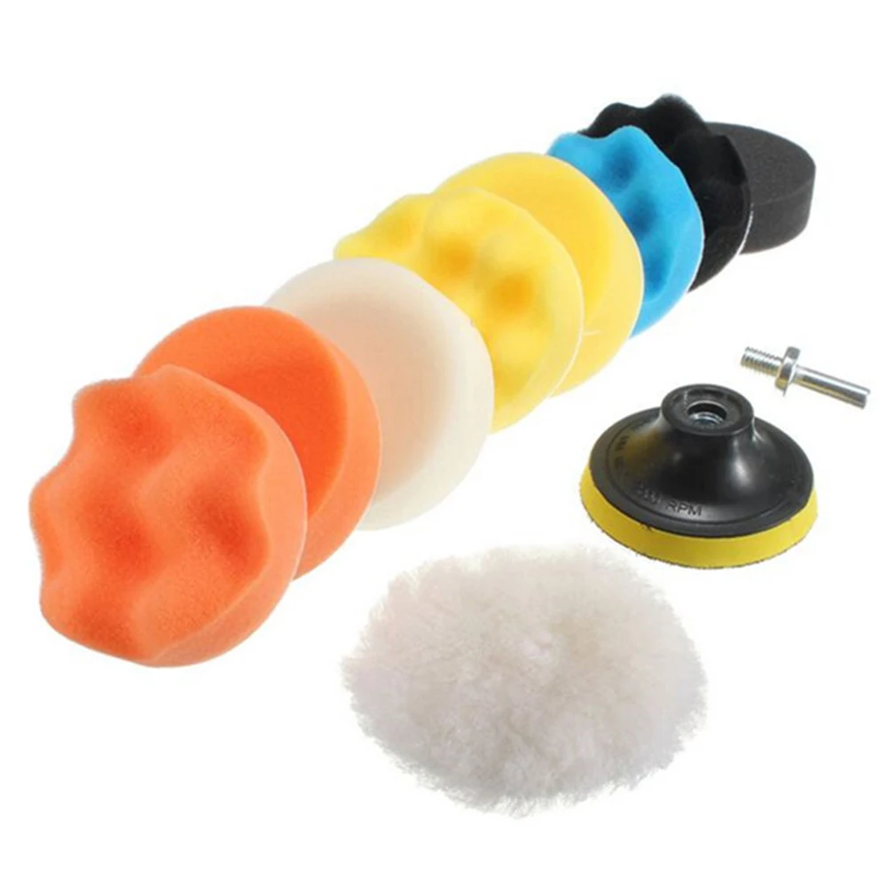 Car Polishing Kit Self-Adhesive Buffing Waxing Sponge Wool Wheel Polish Pad for Car Polisher Drill Adapter Detail Cleaning car polishing pad car polish pad car polishing sponge wool polishing pad polishing sponge set polishing wheel disc polishing wheel kit car glass polishing kit drill adapter for polishing