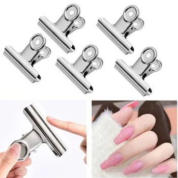 5 pezzi argento C Curve Nail Clips acciaio inossidabile Gel acrilico Nail Art Tips Extension clip per pizzicamento strumenti per Manicure francese