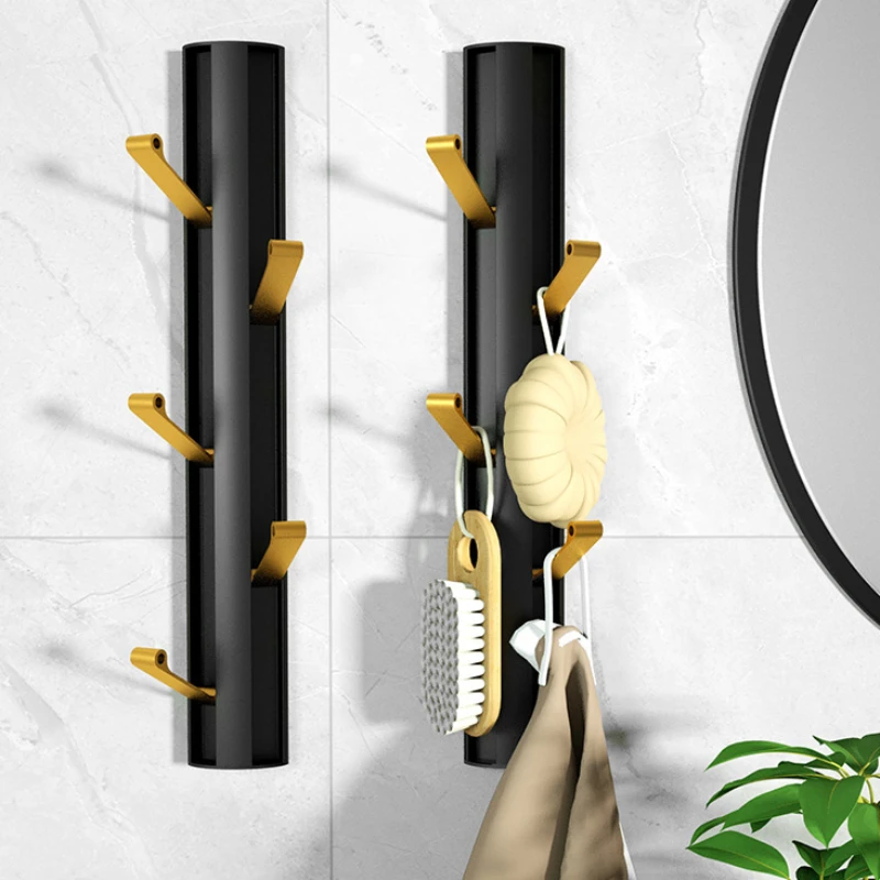 Space aluminum vertical hook Punching installation Living room coat and hat hooks Bathroom hardware accessories Toilet storage
