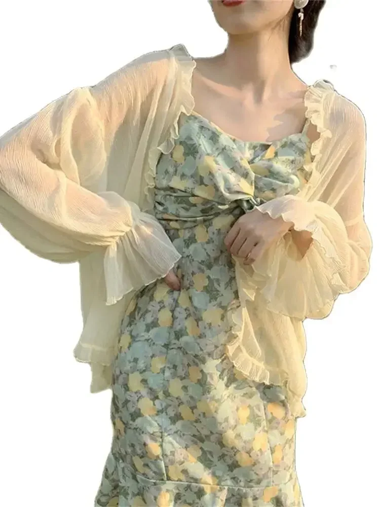 여성용 루즈한 슈러그 재킷, 한국 여성용 숄, 겉옷, 햇빛 차단, 패션 여름 용수철 가디건, 2024