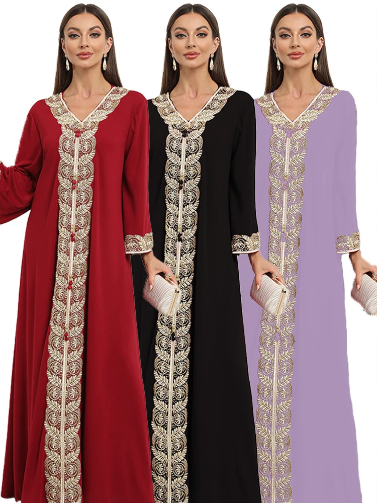 

Eid Muslim Long Dress Ramadan Abaya Dubai Arabic Turkey Islam Kaftans Women Robes Party Musulmane Caftan Kaftan Elegant Vestidos