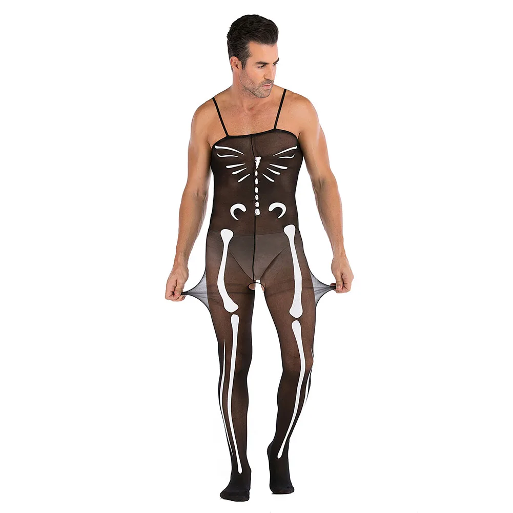 

Sexy Men Sissy Bodysuit Mesh Transparent Pantyhose Dance Party Clubwear Elastic Full Body Stockings Seduction Erotic Lingerie