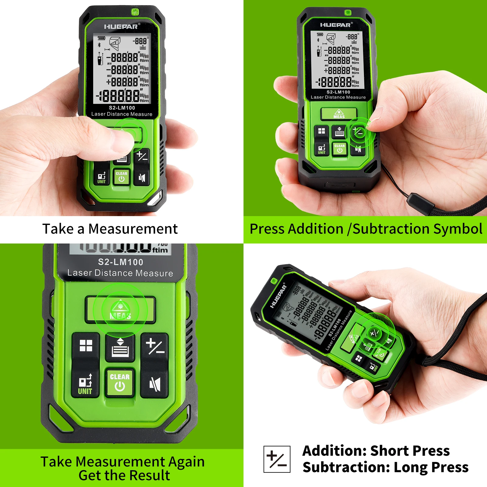 100M Green Beam Laser RangeFinder Distance Measure Rechargeable Measurement Tool