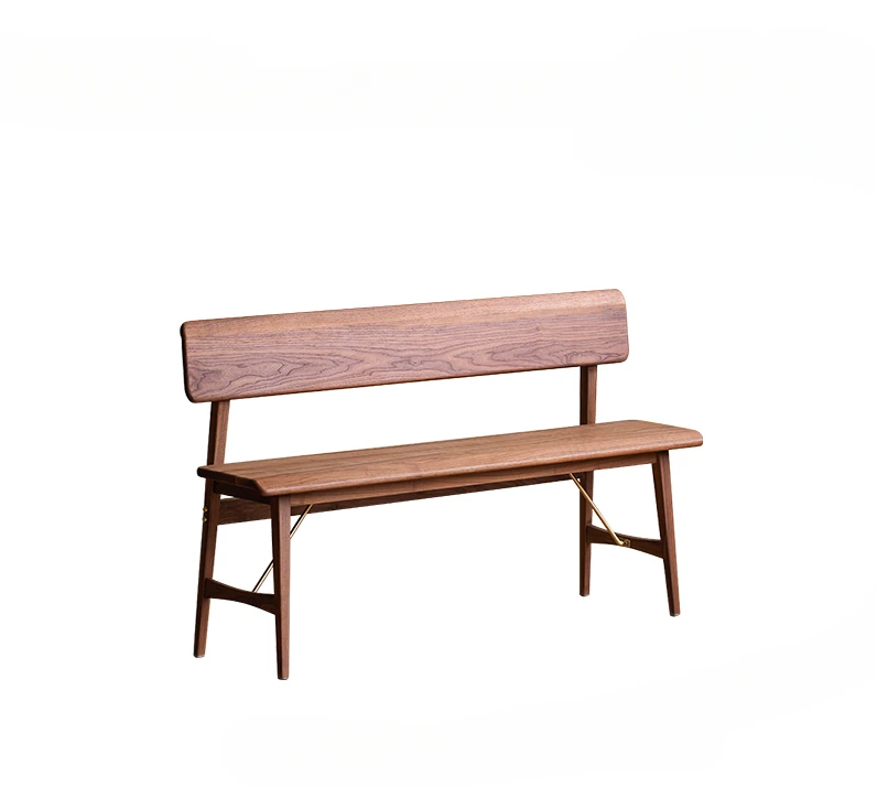 

Full solid wood bench, dining chair, Nordic park chair, backrest, integrated shoe stool, household bench