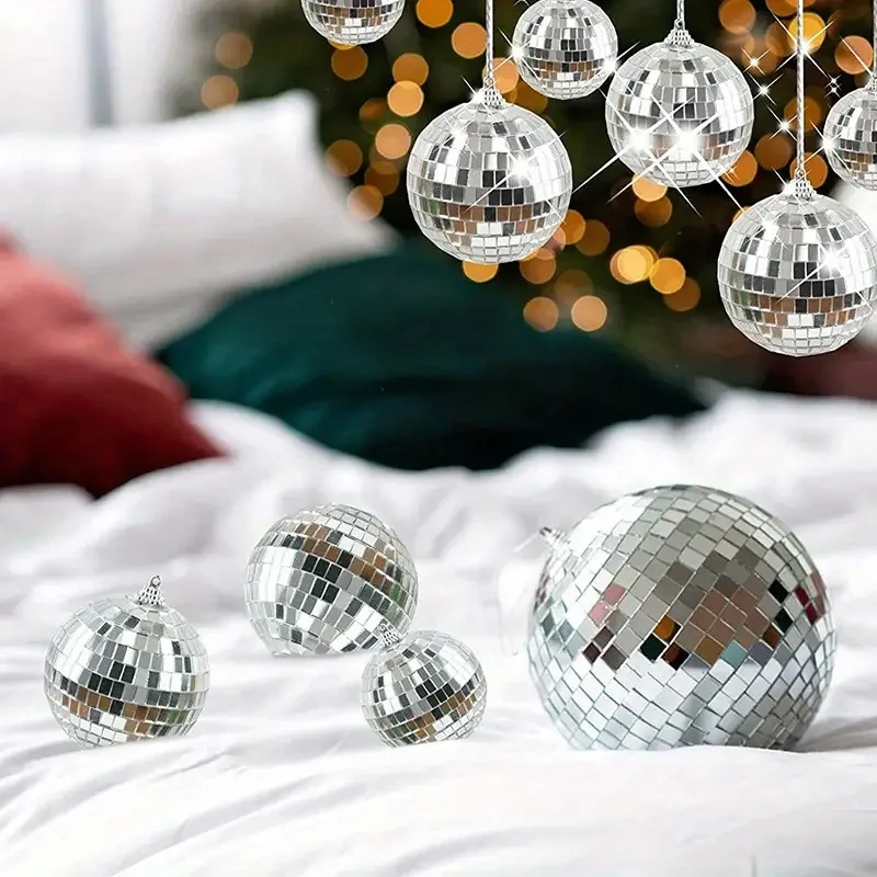 10-30PC Mini Spiegel Disco Ball Licht Reflektierende Rotierenden Helle Silber Ball Geburtstag Kuchen Ornamente Weihnachten Party wohnkultur – Detail 10