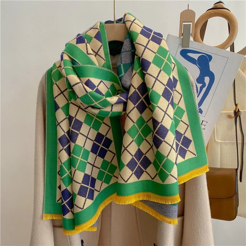 2022 New Luxury Design Winter Cashmere Wraps Scarfs Women Shawls Scarves Lady Pashmina Bufanda Blanket Female Stoles Warm Thick