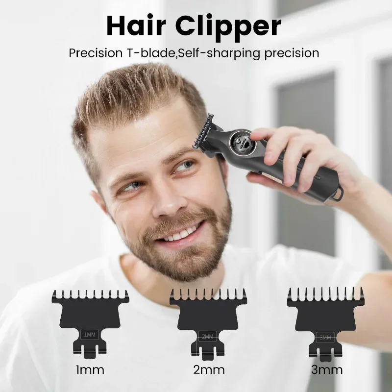 Hair Clippers for Men Cordless Professional Barber Clipper Hair Cutting Kit with 3 Guide Combs for Haircut, Trimming & Grooming 6