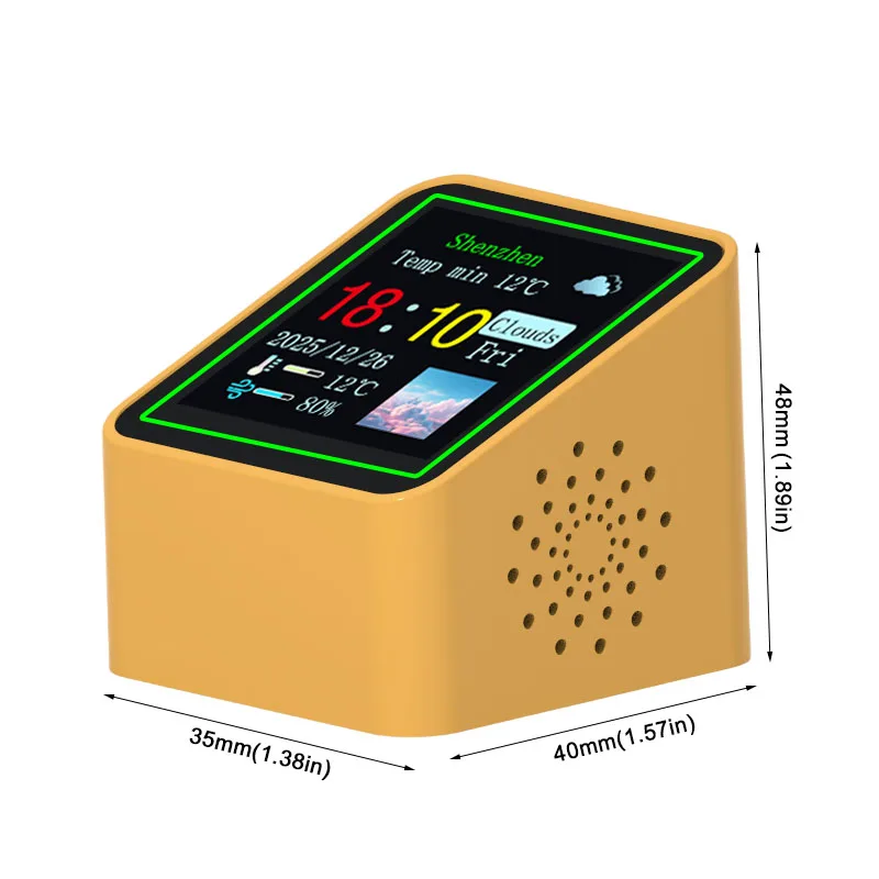 Desk Accessories Clock, Smart Wifi Station, Display Weather, Temperature, Humidity, Time, Alarm Top Electronic, Type-C Min DC 5V