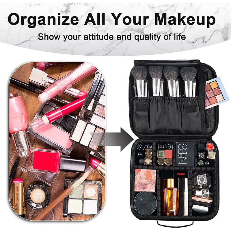 Portable Makeup Case Professional Box Estuche Para Maquillaje Makeup Organizer Bag Waterproof Women's Cosmetic Bag For Travel 3