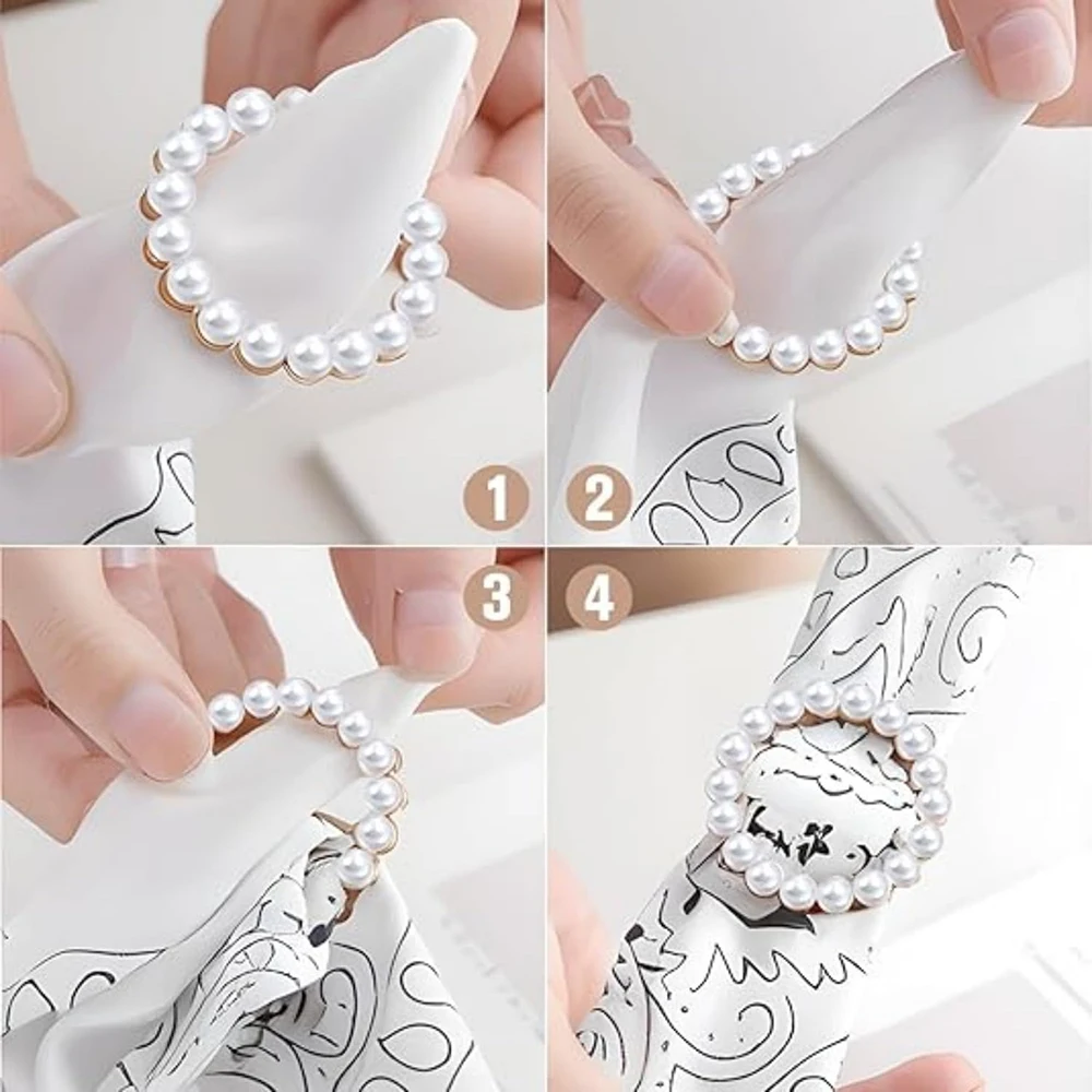 4개 세트 T-큐트 스카프 링 및 슬라이드, 스카프용 셔츠 클립, 의류용 금속 원형 링 및 슬라이드, 스카프 버클