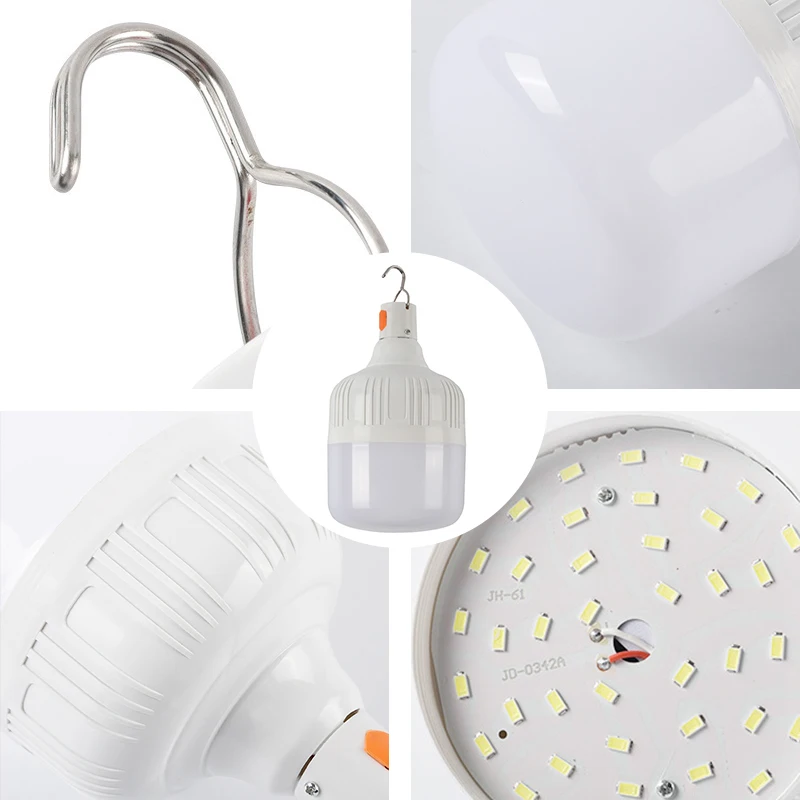 Camping Light 500/60W USB Rechargeable LED Emergency Lamp Outdoor Portable Lanterns Hook for BBQ Tents Battery Bulb