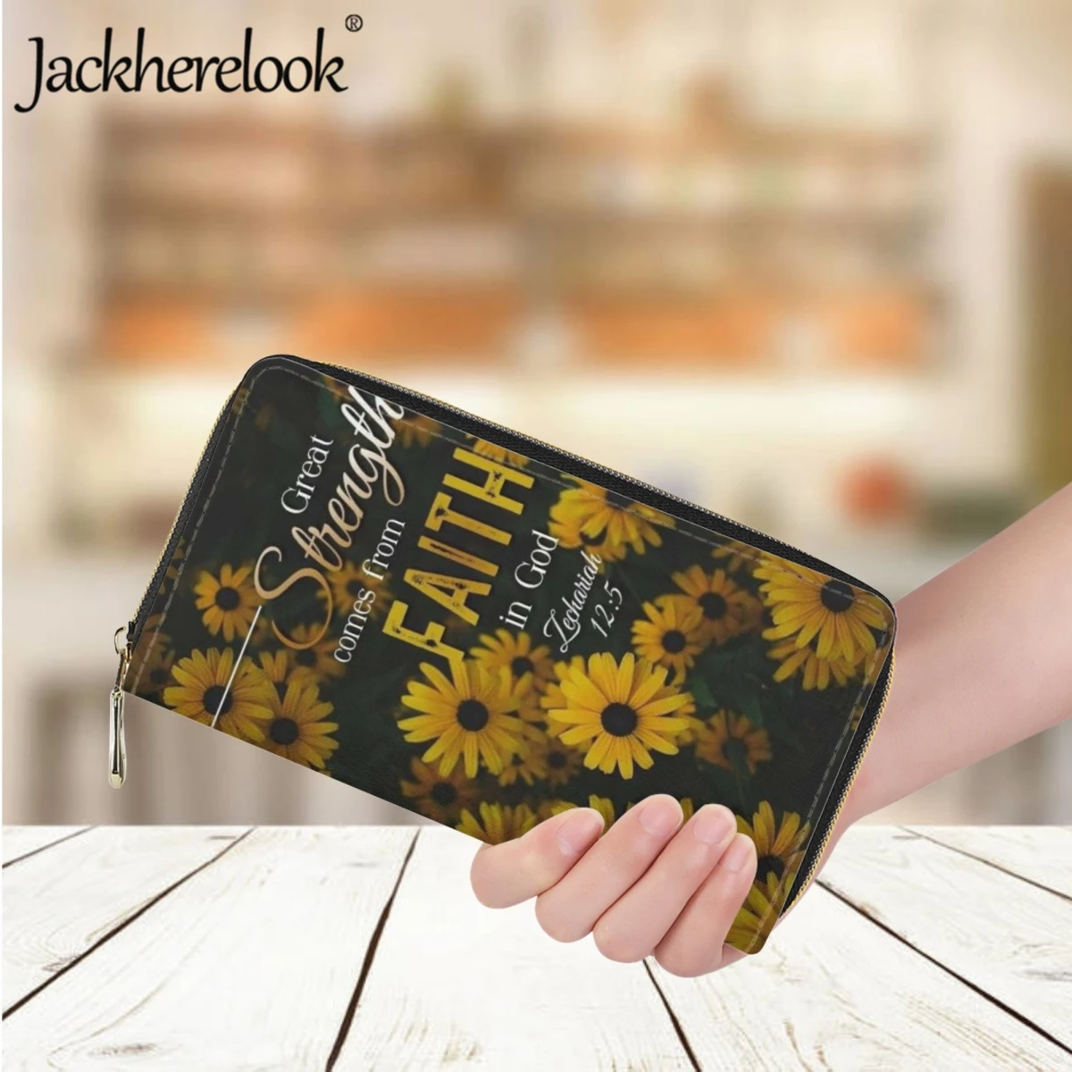Jackherelook Great Stiength Comes From Faith In God Printing Wallet for Women Purse Card Holder Daily Leather Clutch Money Bag