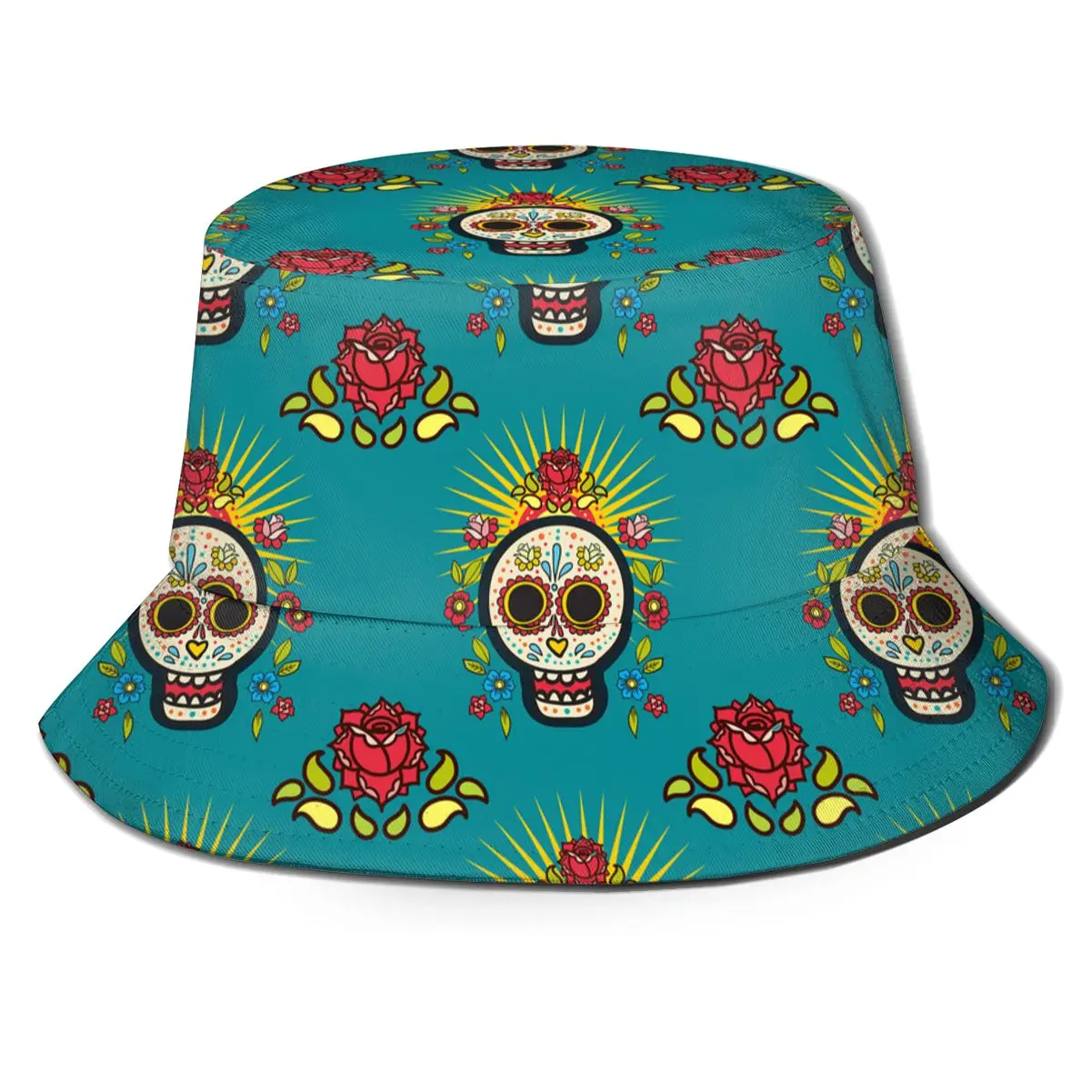 Sugar Skull Printed Hat Women Men Panama Bucket Cap The Design Flat