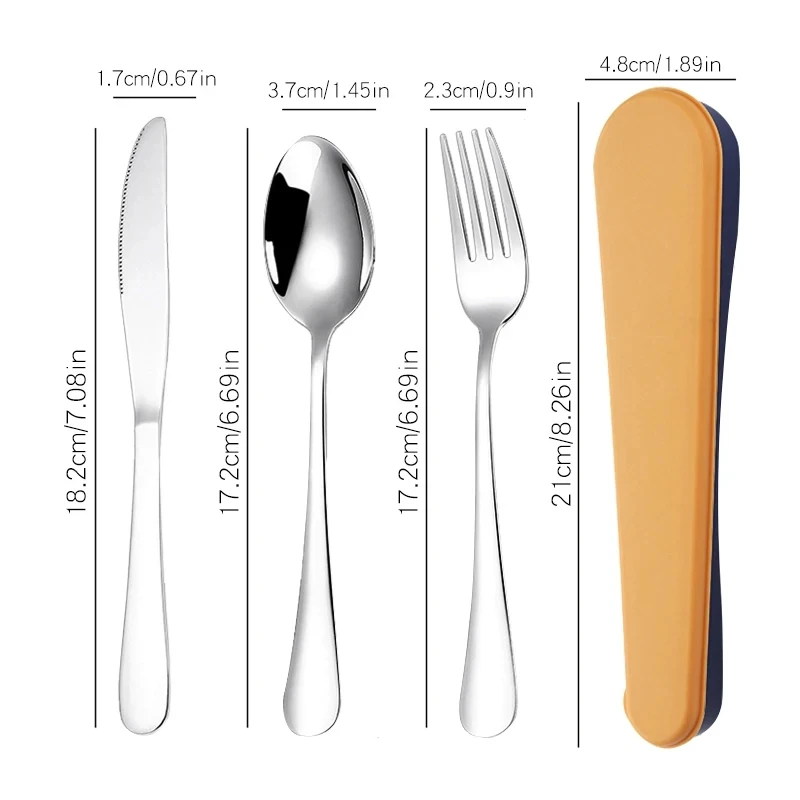 Cutlery Set Portable Tableware Set with Case for Kids Camping Travel Flatware Stainless Steel Knife Fork Spoon Box