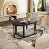 3pcs Set, Modern Living Room with 2 End Tables, Small with Metal Frame for Home Apartment, Black, Café Tables 3