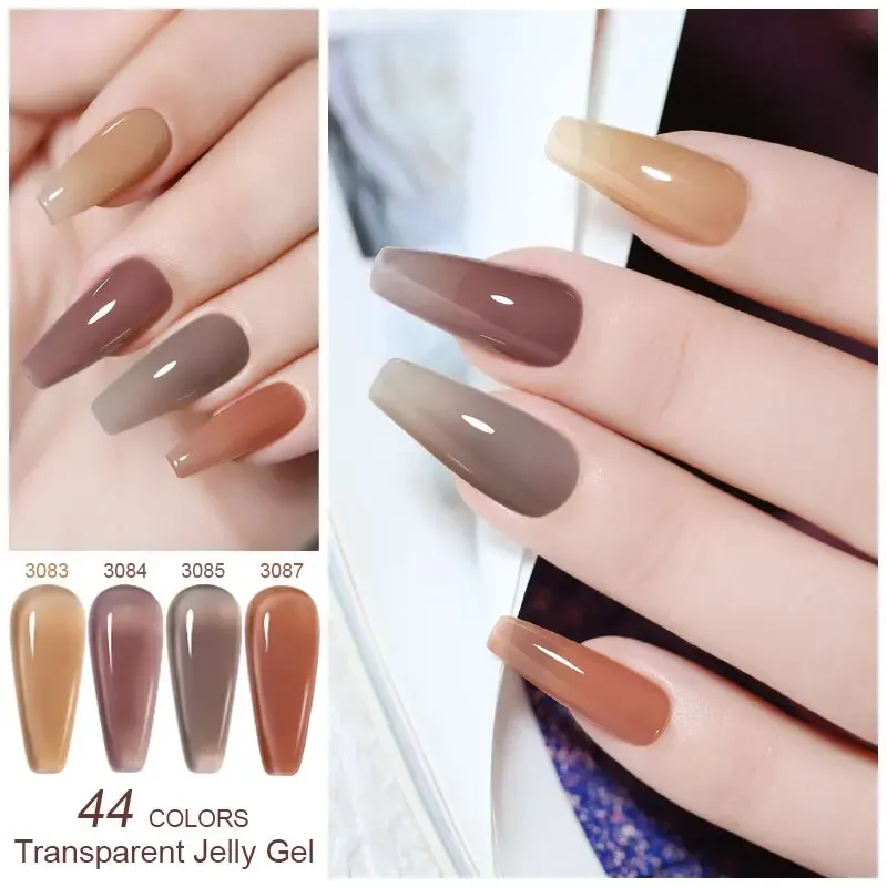 NAILCO 6pcs Ice Transparent Jelly Nail Gel Polish Set Nude Pink Crystal Color Semi Permanent Hybrid Varnish Soak Off Nails 5