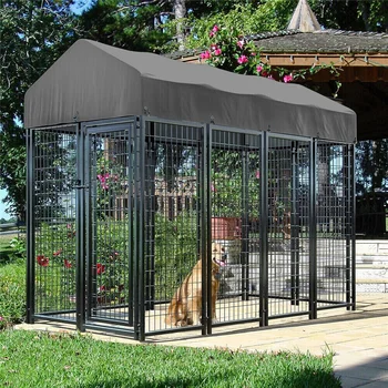 Heavy Duty Large Dog Kennel Pet Welded Metal Playpen Animal Cage with Roof Cover Pet Run Enclosure Playpen House Outdoor Indoor 1