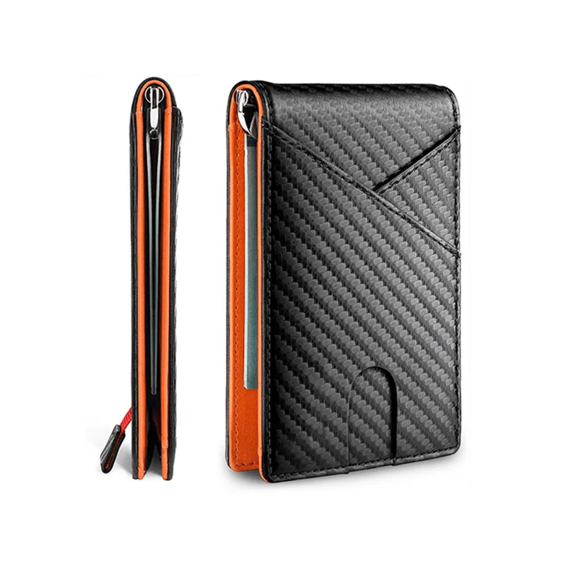 Carbon Fiber Rfid Men Wallets Money Clip Slim Thin Card Holder Money Bag Luxury Male Small Short Purse Bifold Coin Wallet